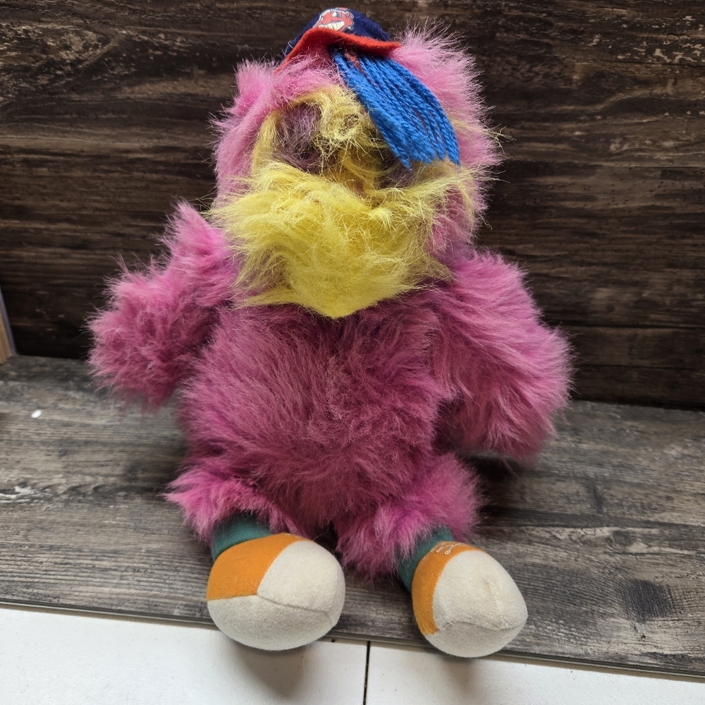 Vtg Cleveland Indians Chief Wahoo‎ Slider Plush Stuffed Toy Mascot MLB Pink 16"